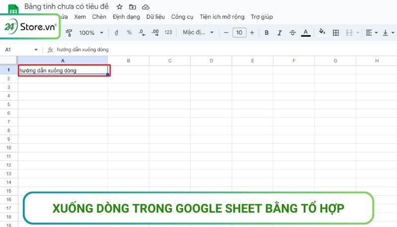 xuống dòng google sheet