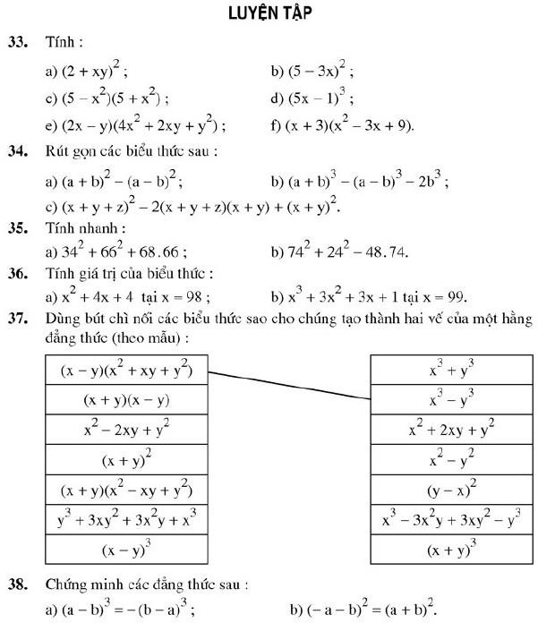 Luyện tập: Giải bài 33 34 35 36 37 38 trang 16 17 sgk Toán 8 tập 1