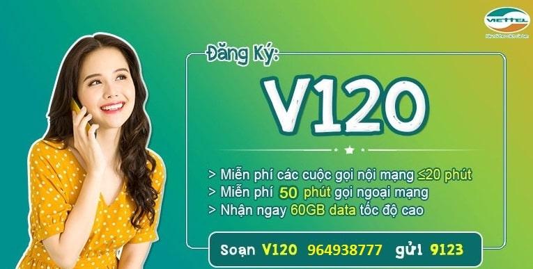 Gói cước V120 Viettel, V120C, V120N – Combo 120GB + thoại