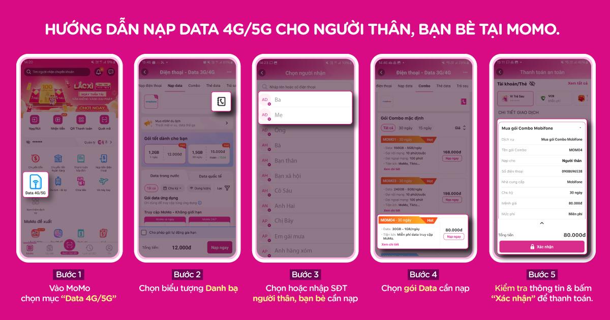 Cách nạp 4G cho người khác cực nhanh trên MoMo