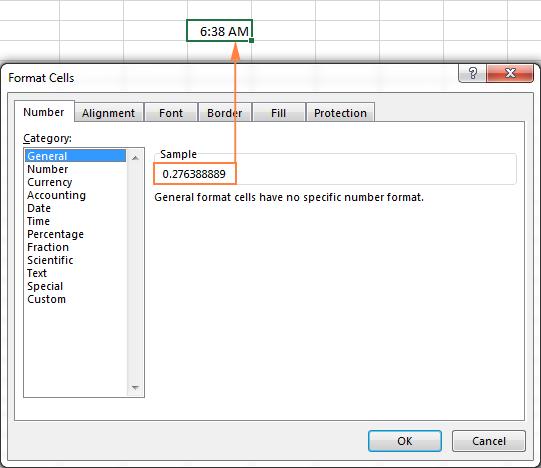 Get a decimal representing the time in a cell