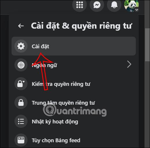 Chỉnh thông báo Facebook máy tính