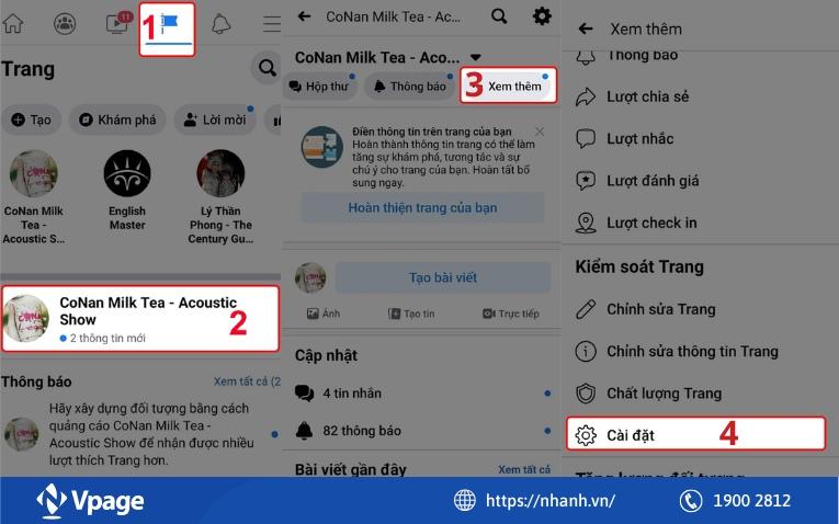 Cách xoá trang Fanpage trên điện thoại