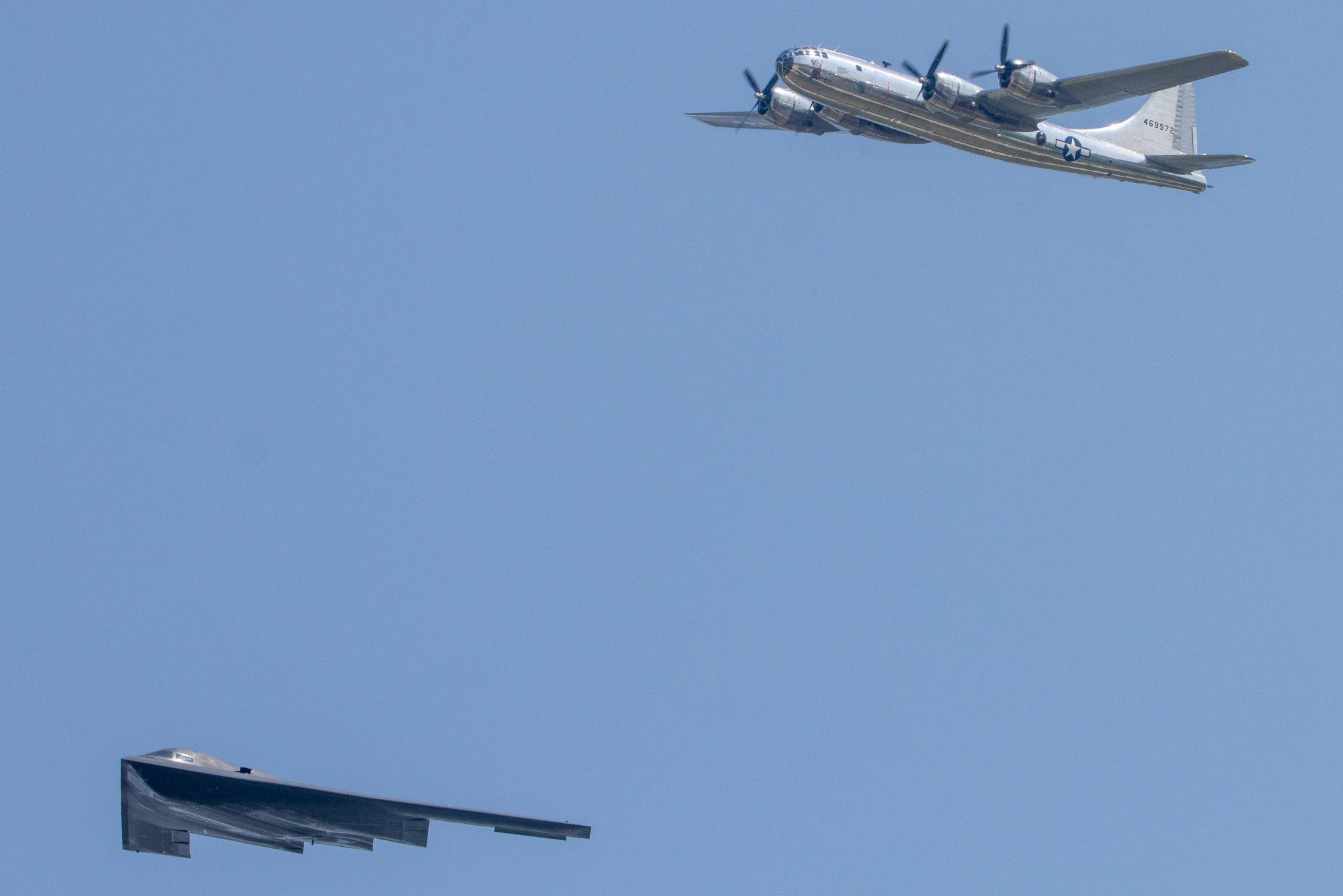 B-2 Spirit Joined By B-29 Superfortress For Unprecedented Nuclear Bomber Heritage Flight