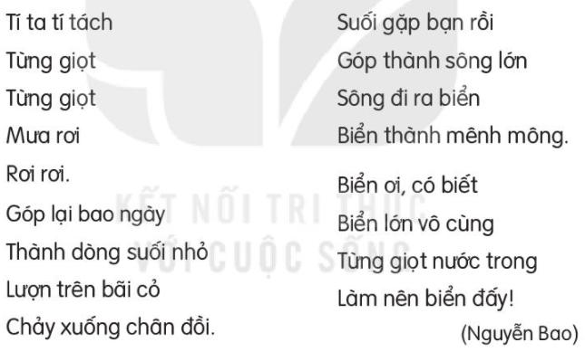 Giải Tiếng Việt lớp 2 Tập 2 Bài 5: Giọt nước và biển lớn - Kết nối tri thức (ảnh 1)