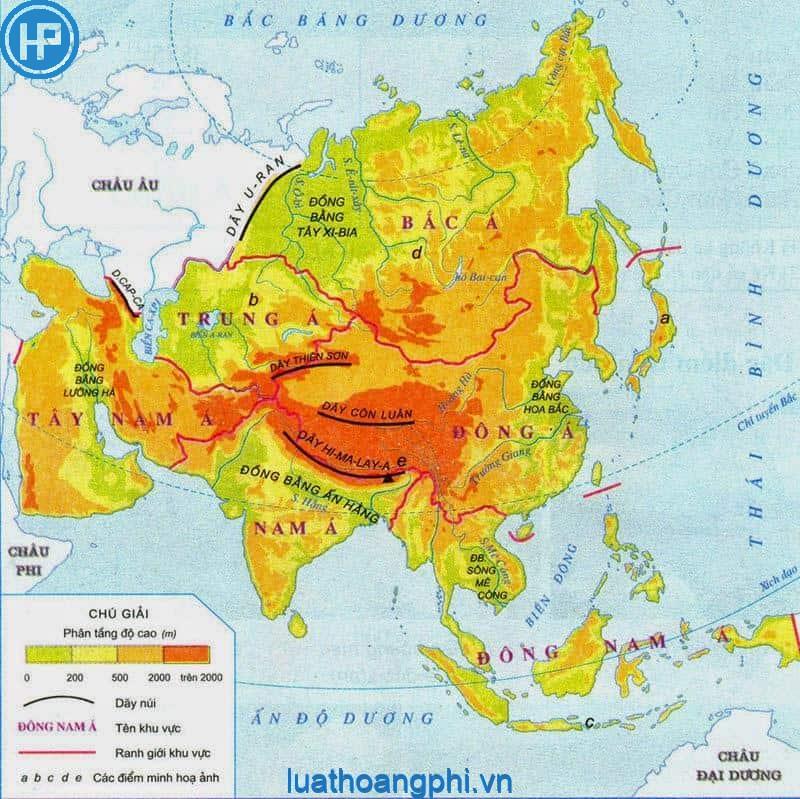 Đặc điểm vị trí địa lý châu Á?