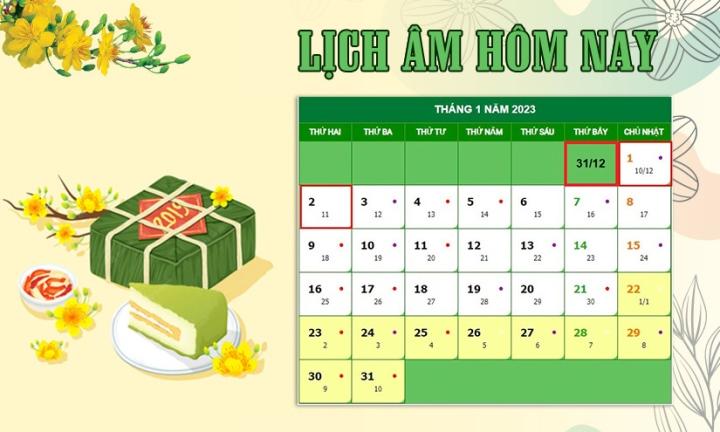 Lịch âm 1/1 - tra cứu lịch âm hôm nay Chủ nhật ngày 1/1/2023 - 1