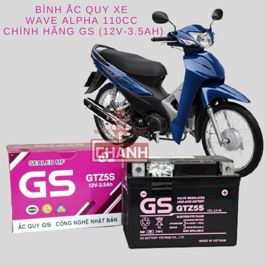 Bình ắc quy xe Wave Alpha GS GTZ5S (12V-3.5ah)
