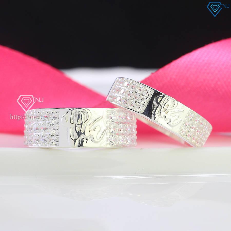 Nhẫn đôi bạc nhẫn cặp bạc chữ Phúc đẹp ND0492